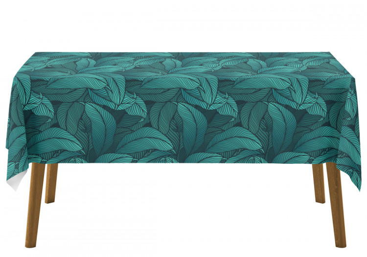 Tablecloth Leafy thickets - a graphic floral pattern in shades of sea green 147245 additionalImage 3