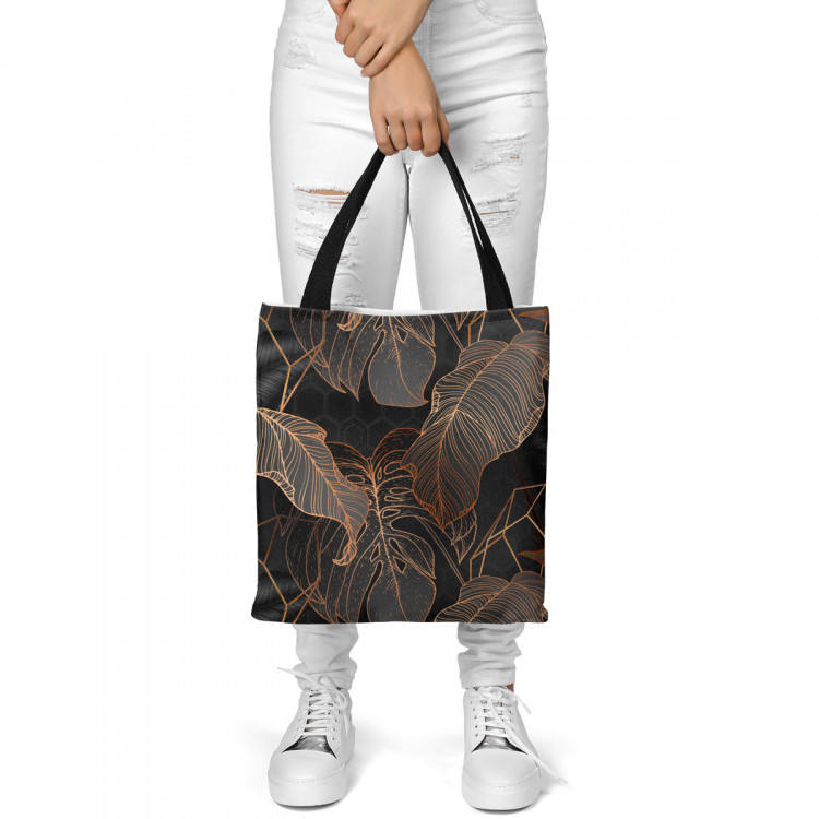 Shopping Bag Abstract leaves - an intriguing composition with a geometric motif 147645 additionalImage 2