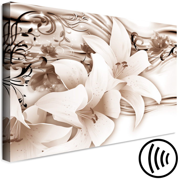Canvas Sepia Lilies - Delicate Flowers With an Organic Ornament 148445 additionalImage 6