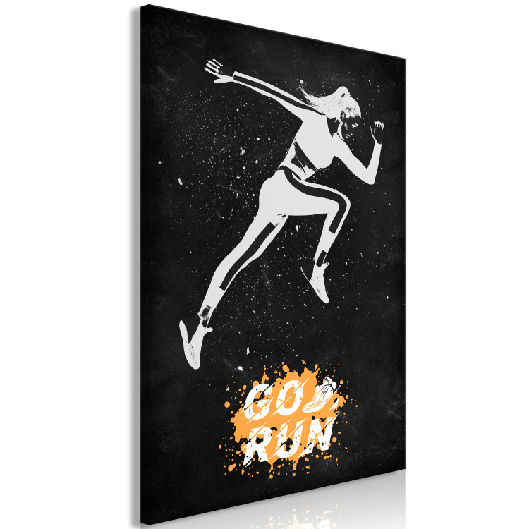 Canvas Art Print Running Woman (1-piece) - motivational caption on a black background 149245 additionalImage 2