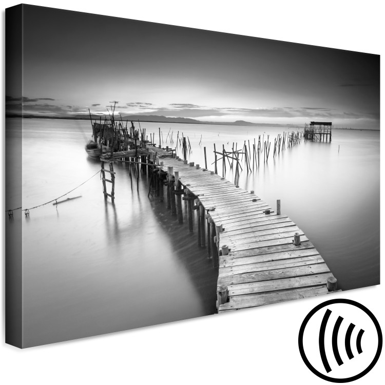 Canvas Print Bridge Over the Lake - Black and White Landscape at Sunset 149745 additionalImage 6