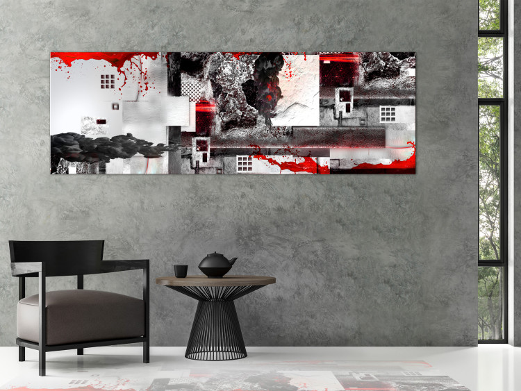 Canvas Red and gray - Abstraction with the motif of concrete walls and red 149945 additionalImage 3