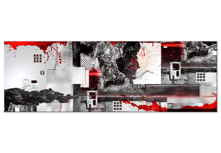 Canvas Red and gray - Abstraction with the motif of concrete walls and red 149945