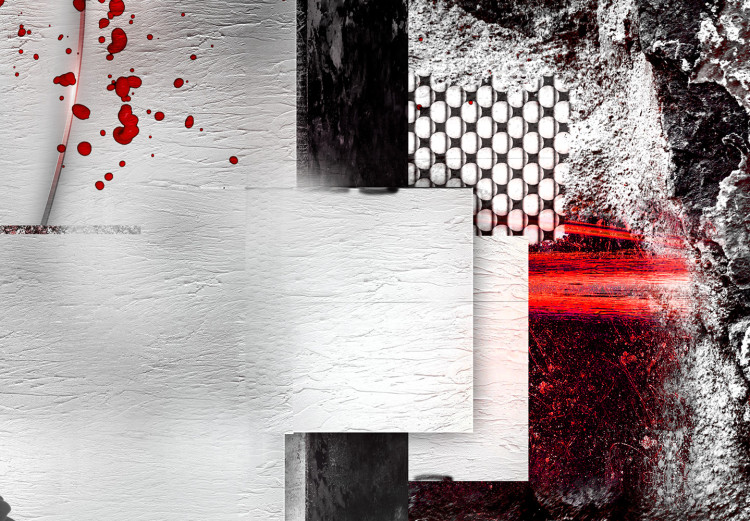 Canvas Red and gray - Abstraction with the motif of concrete walls and red 149945 additionalImage 5