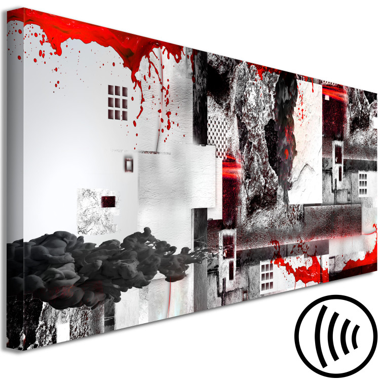 Canvas Red and gray - Abstraction with the motif of concrete walls and red 149945 additionalImage 6