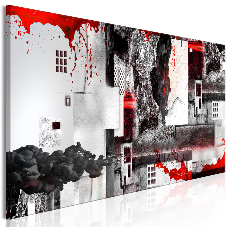 Canvas Red and gray - Abstraction with the motif of concrete walls and red 149945 additionalImage 2