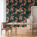 Modern Wallpaper Flamingo Pattern - Birds and Flowers Among Leaves on a Turquoise Background 150045 additionalThumb 8