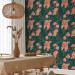 Modern Wallpaper Flamingo Pattern - Birds and Flowers Among Leaves on a Turquoise Background 150045 additionalThumb 5