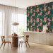 Modern Wallpaper Flamingo Pattern - Birds and Flowers Among Leaves on a Turquoise Background 150045 additionalThumb 9