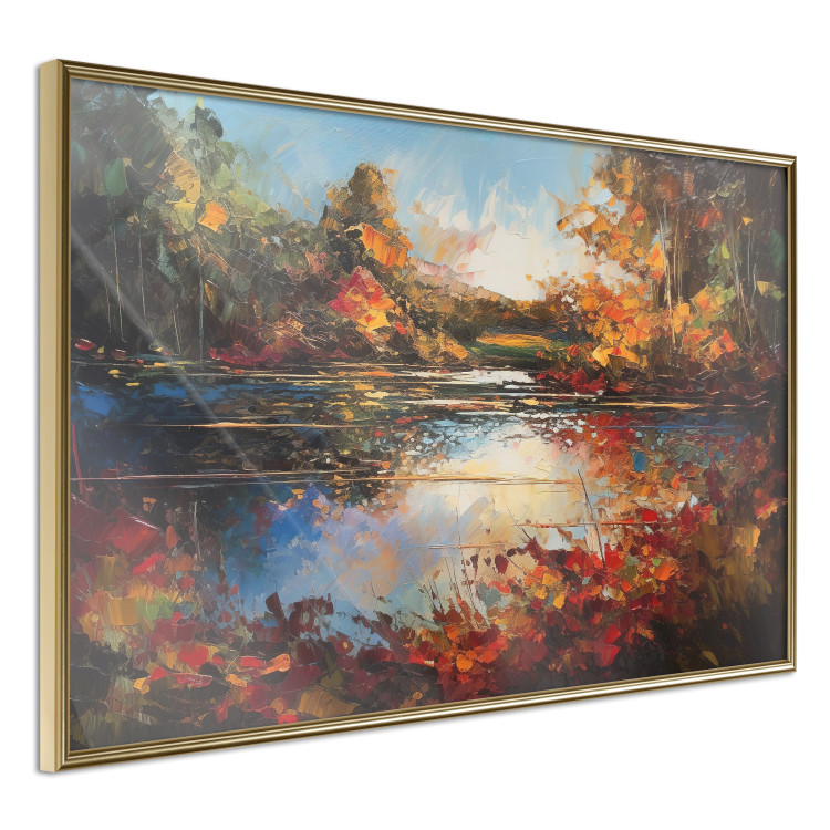 Wall Poster Autumn Lake - Orange-Brown Landscape Inspired by Monet 151145 additionalImage 3