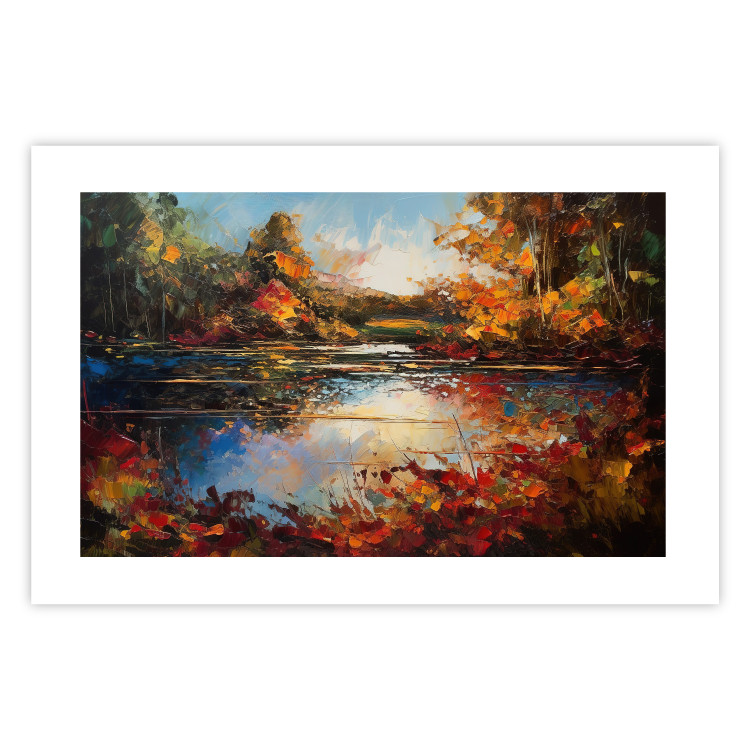 Wall Poster Autumn Lake - Orange-Brown Landscape Inspired by Monet 151145 additionalImage 20