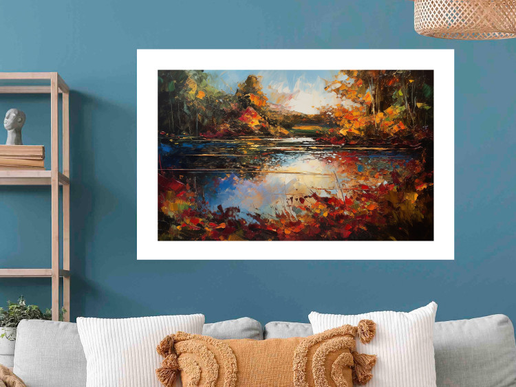 Wall Poster Autumn Lake - Orange-Brown Landscape Inspired by Monet 151145 additionalImage 14