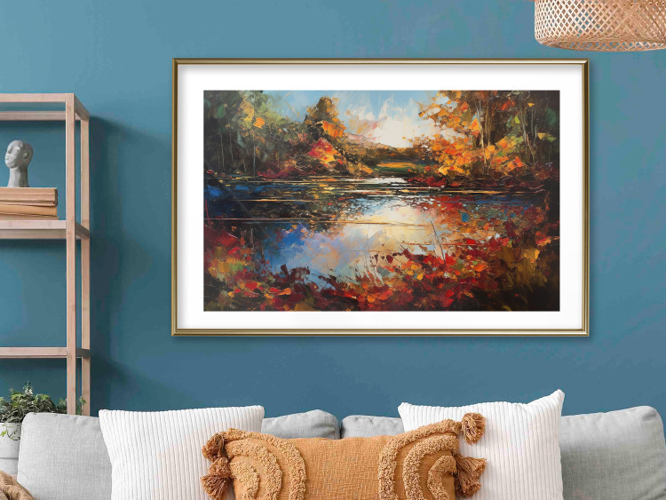 Wall Poster Autumn Lake - Orange-Brown Landscape Inspired by Monet 151145 additionalImage 25