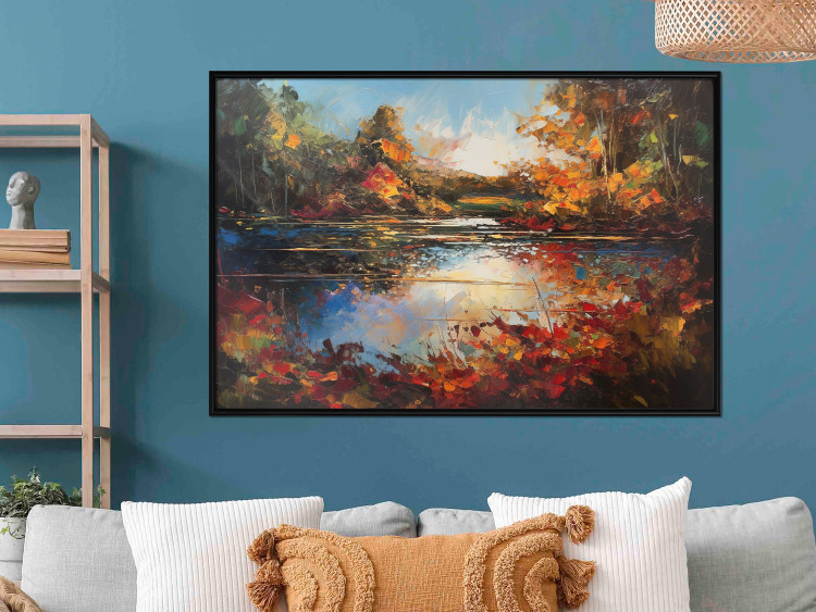 Wall Poster Autumn Lake - Orange-Brown Landscape Inspired by Monet 151145 additionalImage 12