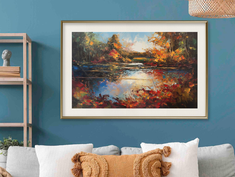 Wall Poster Autumn Lake - Orange-Brown Landscape Inspired by Monet 151145 additionalImage 22