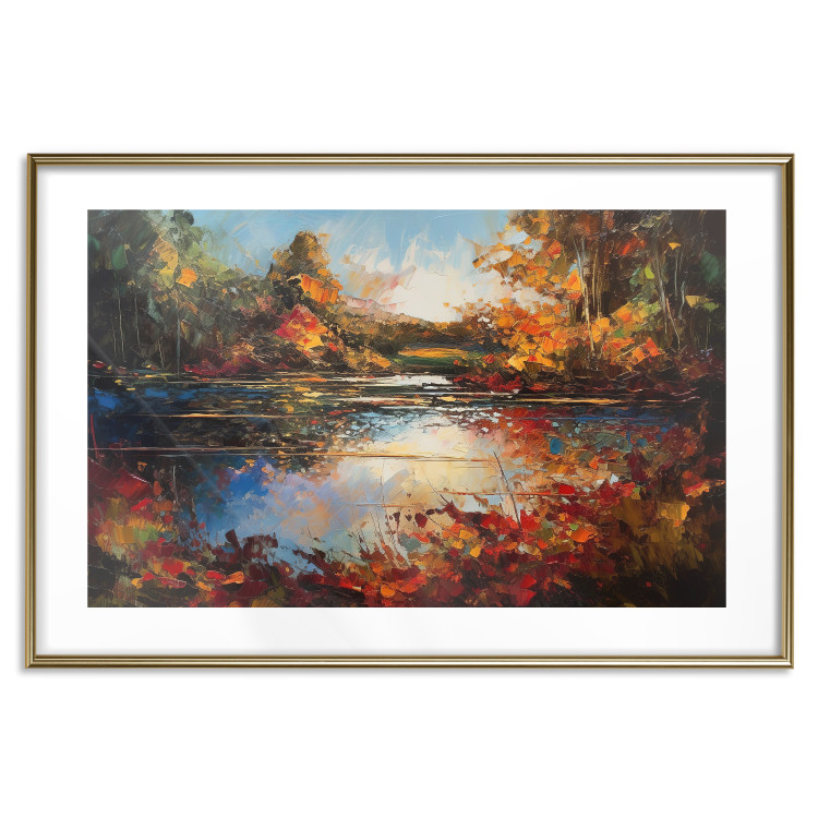 Wall Poster Autumn Lake - Orange-Brown Landscape Inspired by Monet 151145 additionalImage 23