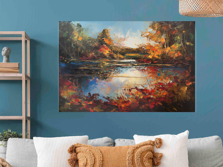 Wall Poster Autumn Lake - Orange-Brown Landscape Inspired by Monet 151145 additionalImage 13
