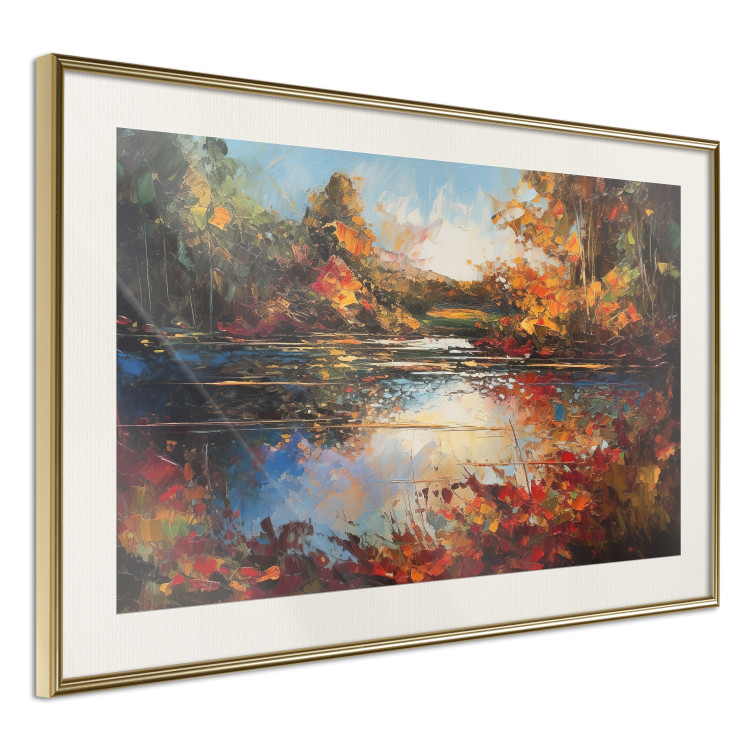 Wall Poster Autumn Lake - Orange-Brown Landscape Inspired by Monet 151145 additionalImage 9