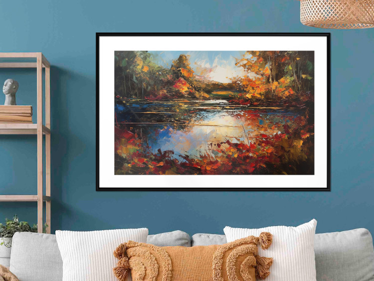 Wall Poster Autumn Lake - Orange-Brown Landscape Inspired by Monet 151145 additionalImage 11