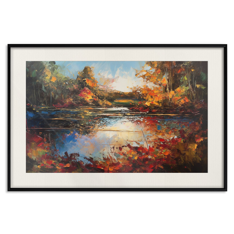 Wall Poster Autumn Lake - Orange-Brown Landscape Inspired by Monet 151145 additionalImage 17