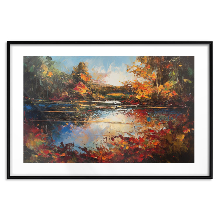 Wall Poster Autumn Lake - Orange-Brown Landscape Inspired by Monet 151145 additionalImage 26