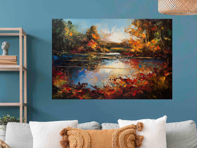Wall Poster Autumn Lake - Orange-Brown Landscape Inspired by Monet 151145 additionalImage 15