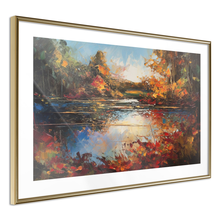 Wall Poster Autumn Lake - Orange-Brown Landscape Inspired by Monet 151145 additionalImage 8
