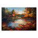 Wall Poster Autumn Lake - Orange-Brown Landscape Inspired by Monet 151145