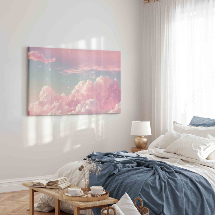 Canvas Print Sky Landscape - Subtle Pink Clouds on the Blue Horizon 151245 additionalImage 4
