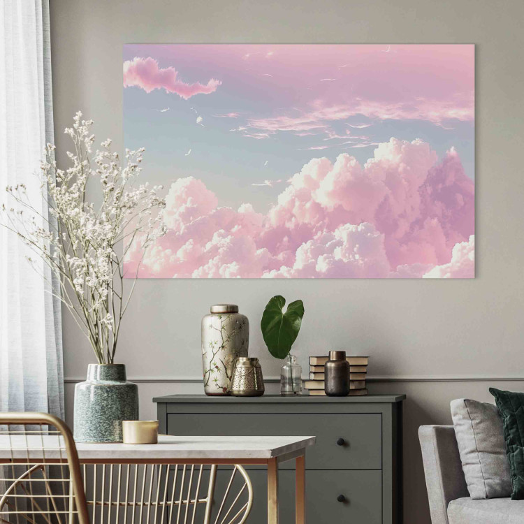 Canvas Print Sky Landscape - Subtle Pink Clouds on the Blue Horizon 151245 additionalImage 3