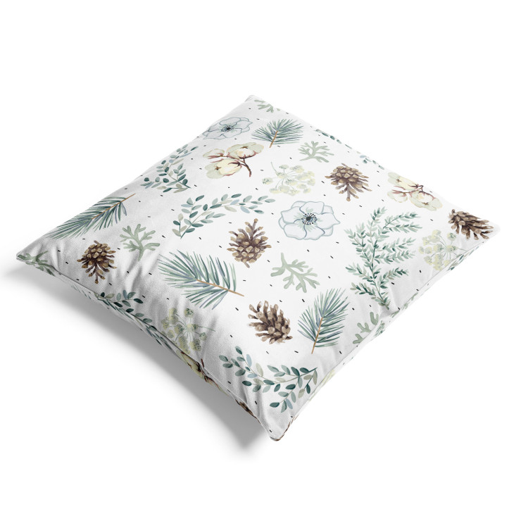 Decorative Velor Pillow Forest Composition - Tree Branches and Flowers on a White Background 151345 additionalImage 4