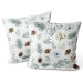 Decorative Velor Pillow Forest Composition - Tree Branches and Flowers on a White Background 151345 additionalThumb 3