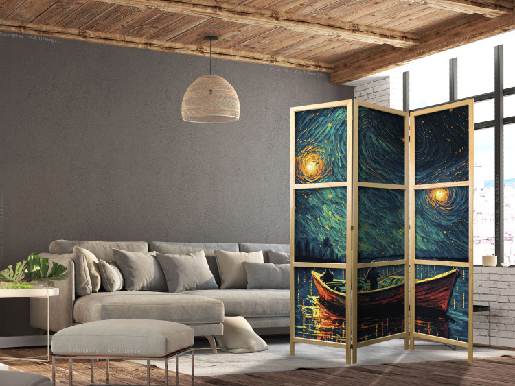 Room Separator Starry Night - Impressionistic Landscape With a View of the Sea and Sky [Room Dividers] 151745 additionalImage 6