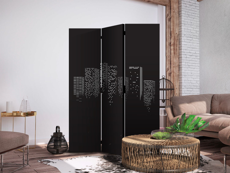 Room Divider Night City - Illuminated Buildings on a Black Background [Room Dividers] 159545 additionalImage 2