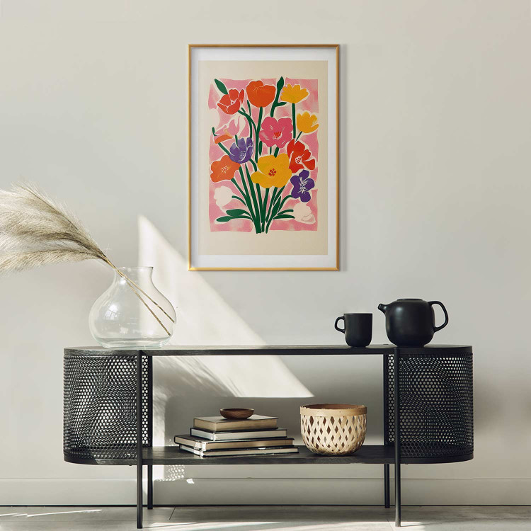 Poster Pink Bouquet - Minimalist Colorful Composition With Flowers 159945 additionalImage 24