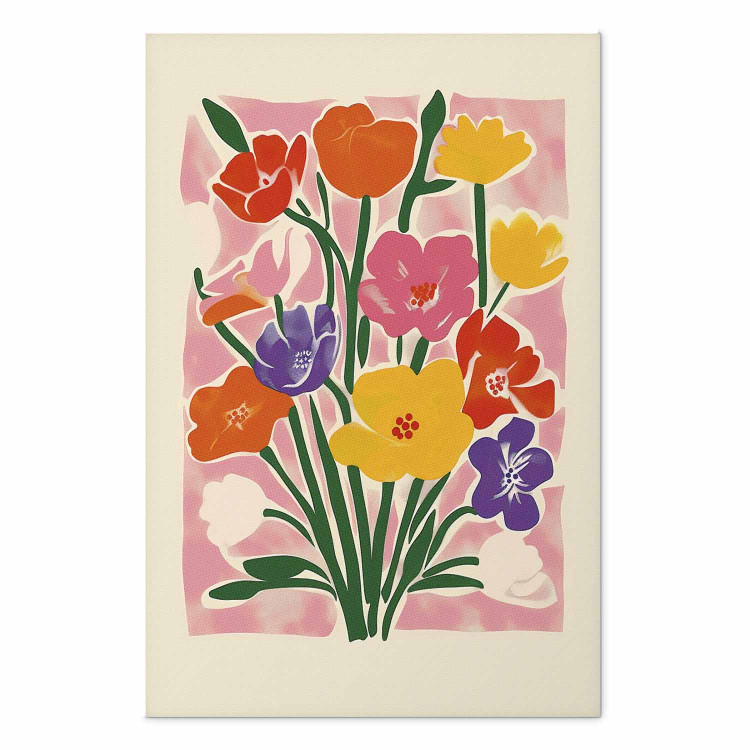 Poster Pink Bouquet - Minimalist Colorful Composition With Flowers 159945