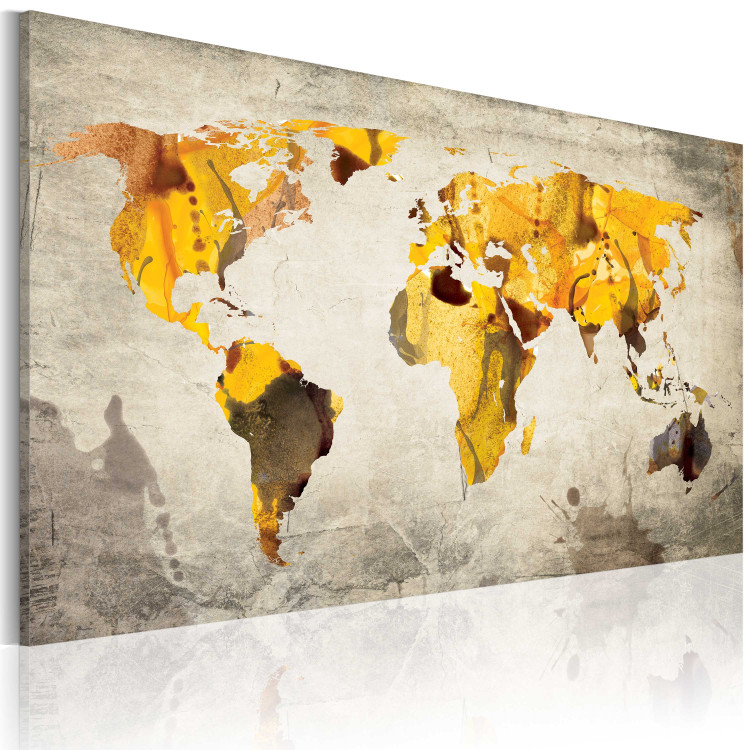 Canvas Art Print Sunny Continents (1-part) - world map painted with watercolors 55245 additionalImage 2