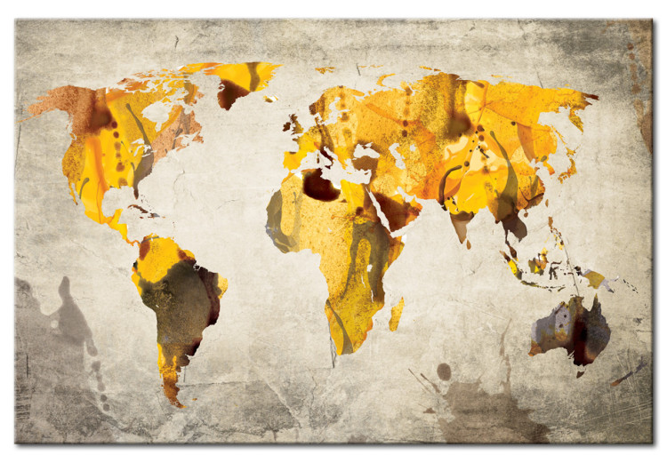 Canvas Art Print Sunny Continents (1-part) - world map painted with watercolors 55245