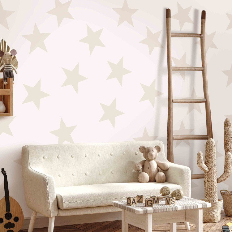 Wall Mural Star pattern - solid beige stars on a white background for the room 90245 additionalImage 5