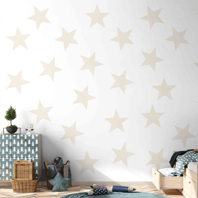 Wall Mural Star pattern - solid beige stars on a white background for the room 90245 additionalImage 6
