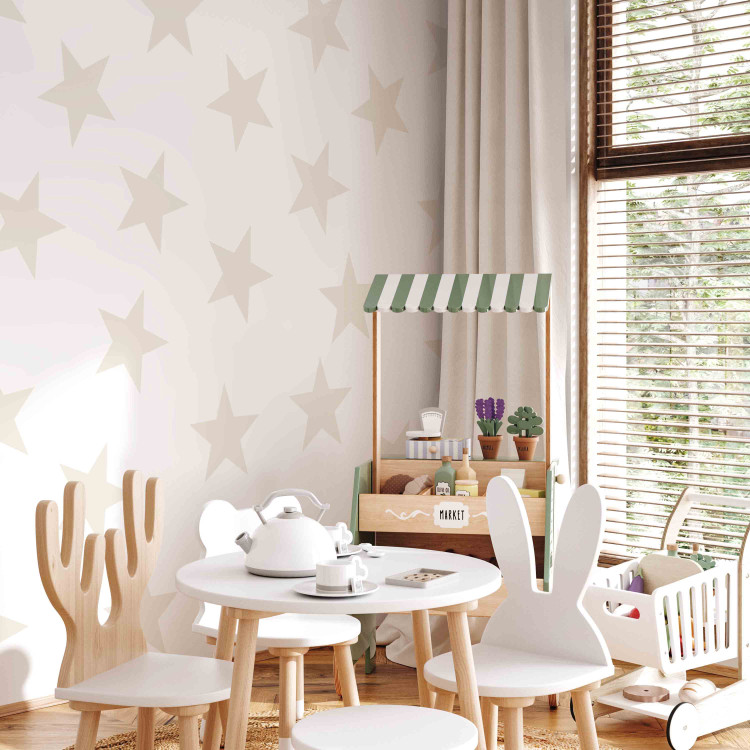 Wall Mural Star pattern - solid beige stars on a white background for the room 90245 additionalImage 4