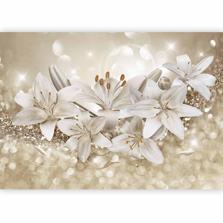 Wall Mural Glamour floral motif - lilies on glittering crystals with sparkle 90445 additionalImage 5