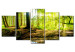 Canvas Poetry of the Forest (5-piece) - Sunlight Peeking Through Tree Canopies 93945