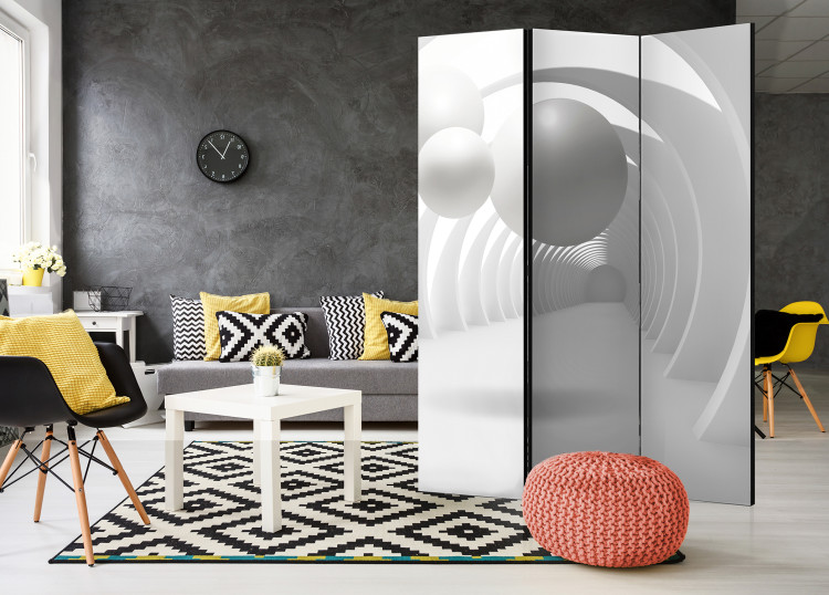 Room Divider White Tunnel - abstract white geometric figures in a bright tunnel 95245 additionalImage 2