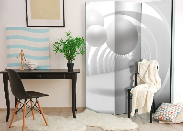 Room Divider White Tunnel - abstract white geometric figures in a bright tunnel 95245 additionalImage 4