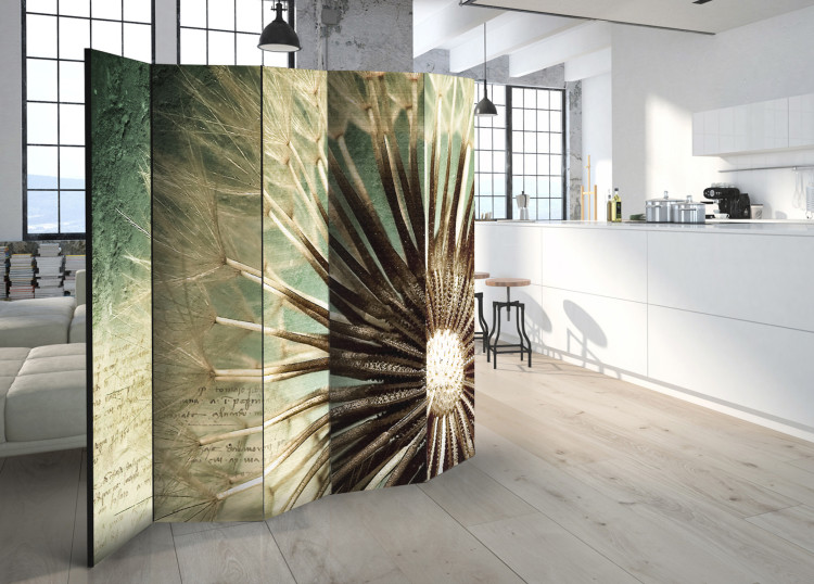Room Divider Summer Story II - dandelion on a background of colorful texture with inscriptions 95645 additionalImage 4