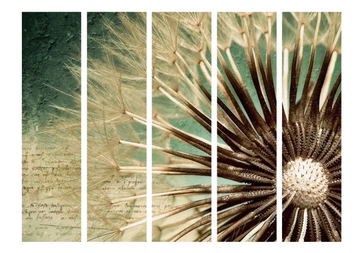 Room Divider Summer Story II - dandelion on a background of colorful texture with inscriptions 95645 additionalImage 3