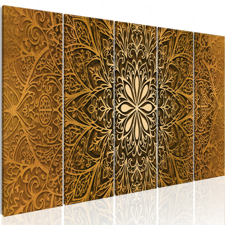 Canvas Art Print Paper Mandala (5-piece) - Brown Ethnic Pattern in Zen Style 106755 additionalImage 2