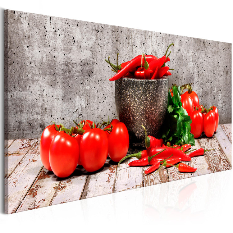 Canvas Print Red Vegetables (1-part) Concrete Narrow - Still Life of Bell Peppers 107955 additionalImage 2