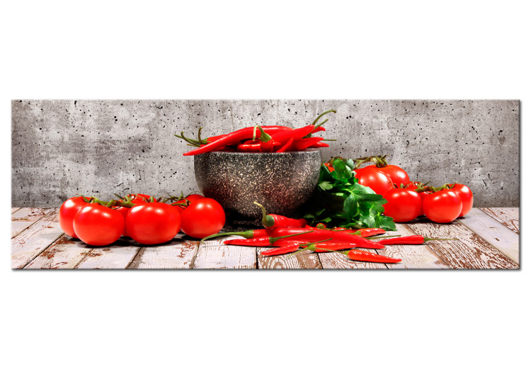 Canvas Print Red Vegetables (1-part) Concrete Narrow - Still Life of Bell Peppers 107955